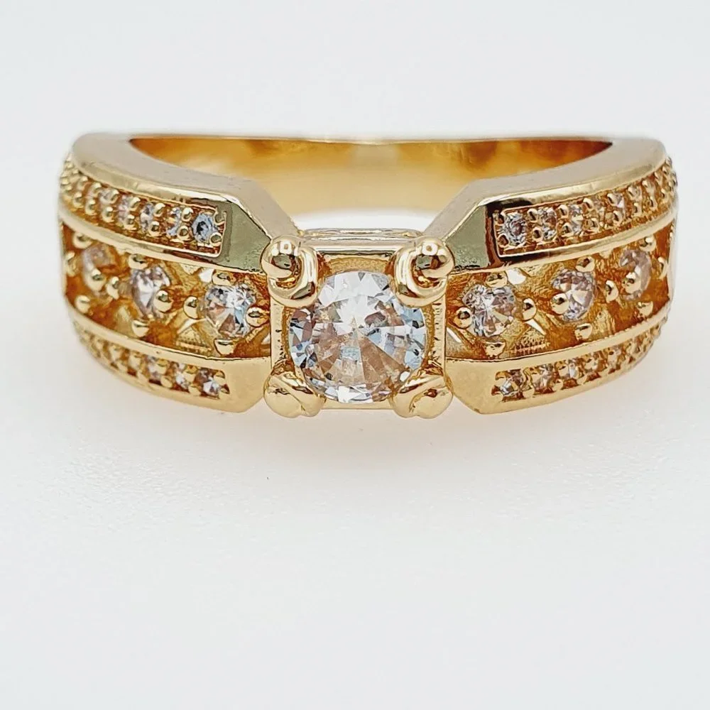 💝14K Gold Plated Beautiful Fashionable CZ Ring, GPMB1496 - Picture 4 of 8